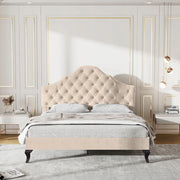 Letto 140x190 in velluto - Xylo - Schienale regolabile, colore beige