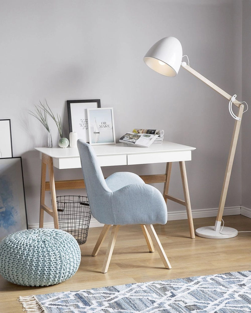 Lampada da Terra Colore Bianco Metallo 175 cm Orientabile Industriale