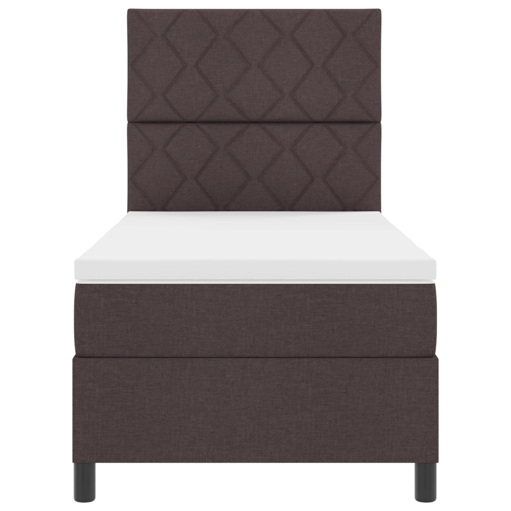 Letto a Doghe con Materasso e LED Marrone Scuro 100x200 cm Tessuto