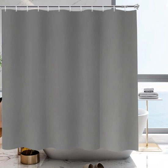 Douchegordijn schimmelbestendig, tessuto impermeabile, lavabile in lavatrice, per vasca da bagno, 180 x 200 cm (l x a) colore grigio