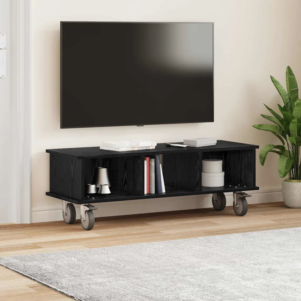 Supporto TV Rovere Nero 100 x 35 x 35 cm Legno multistrato 891033