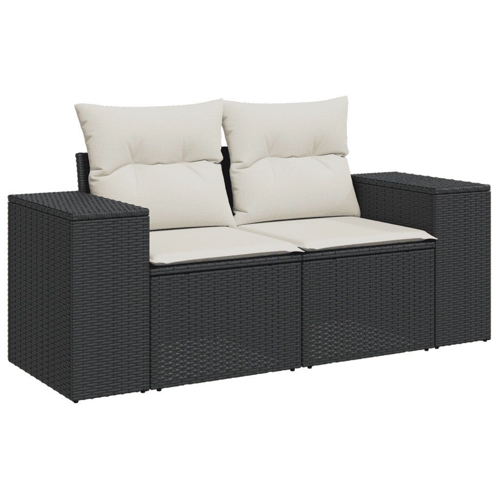 Set Divani da Giardino con Cuscini 7pz Nero Polyrattan 3225342