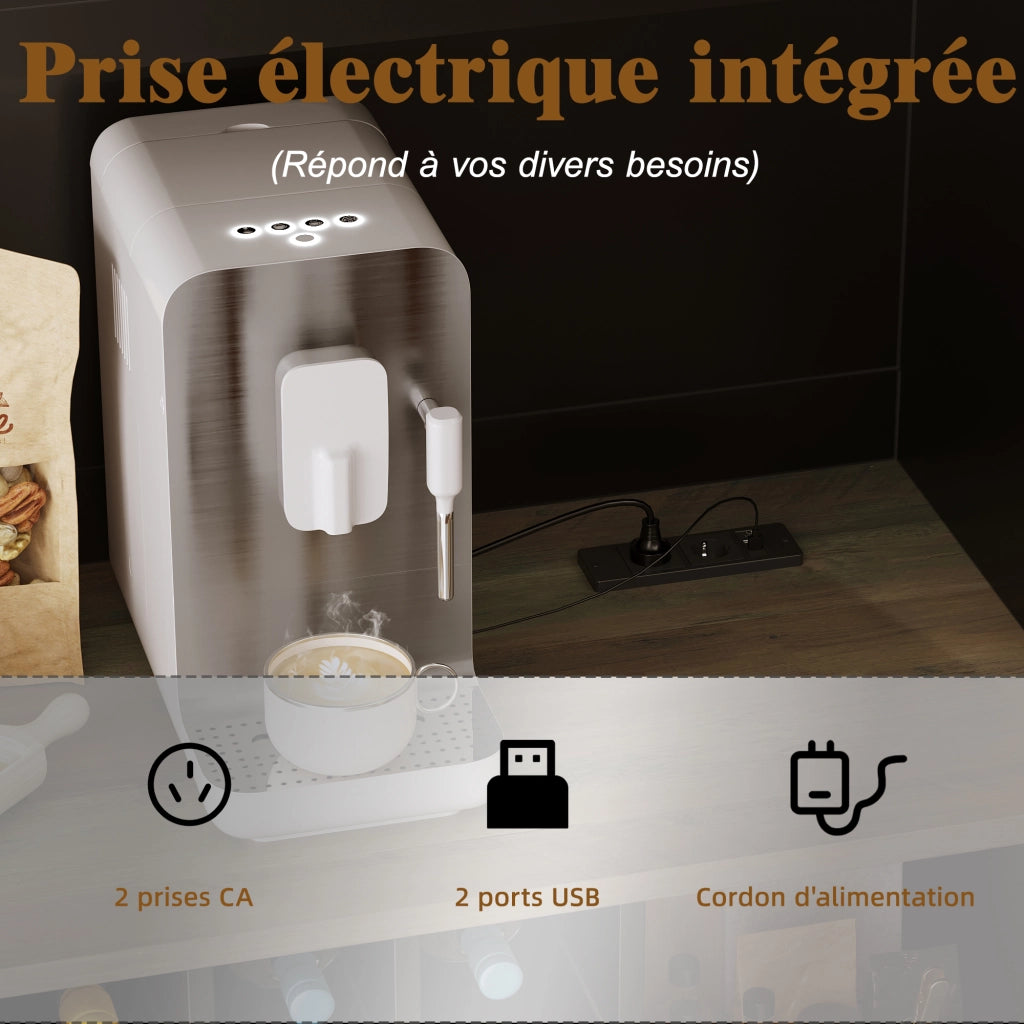 OKWISH Credenza Alta da Cucina con 6 Ante 2 Cassetti LED e Prese USB per Cucina MDF Nero 120 x 36.3 x 180 cm