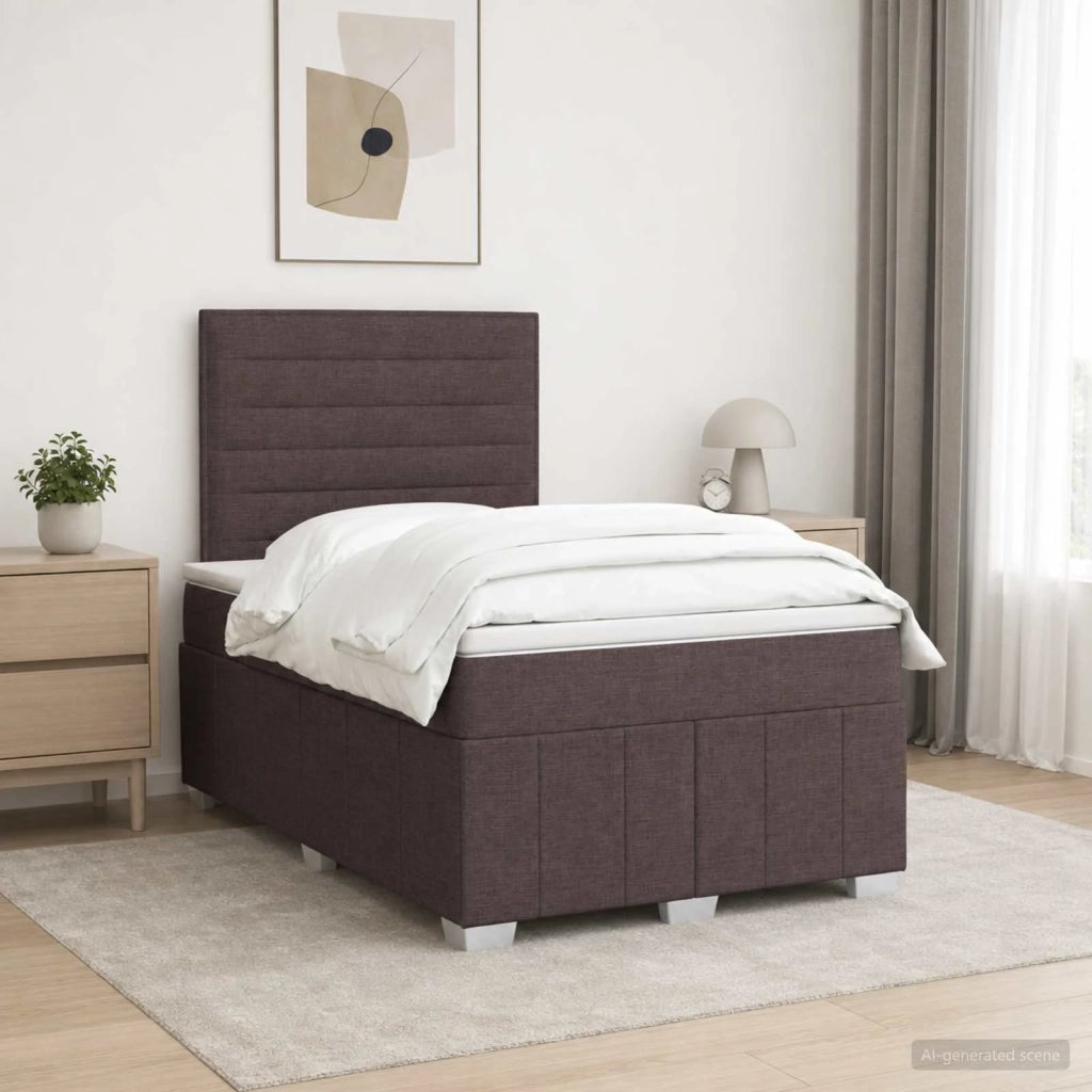 Letto Box Spring LED con Materasso Marrone Scuro 120 x 190 cm 3455552