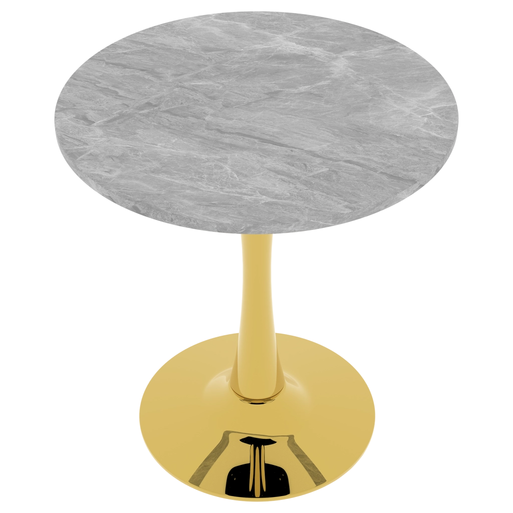 Tavolino rotondo moderno 77;5 x 77;5 x 15;5 cm in marmo artificiale; dorato