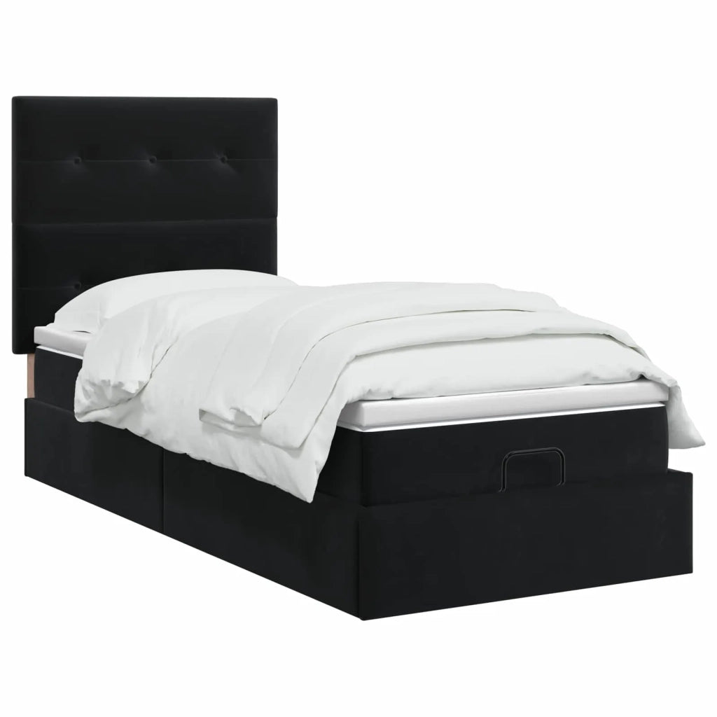 Letto Ottomano con Materasso e LED Nero 80 x 200 cm Velluto 3458267