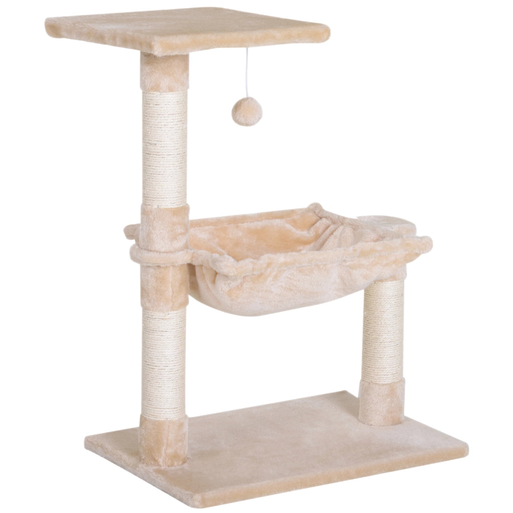 Arbre ¨¤ chat con 3 griffoirs, sisal naturale, piattaforma e amaca ¨C zephmum ¨C 50x36x70 cm, peluche beige