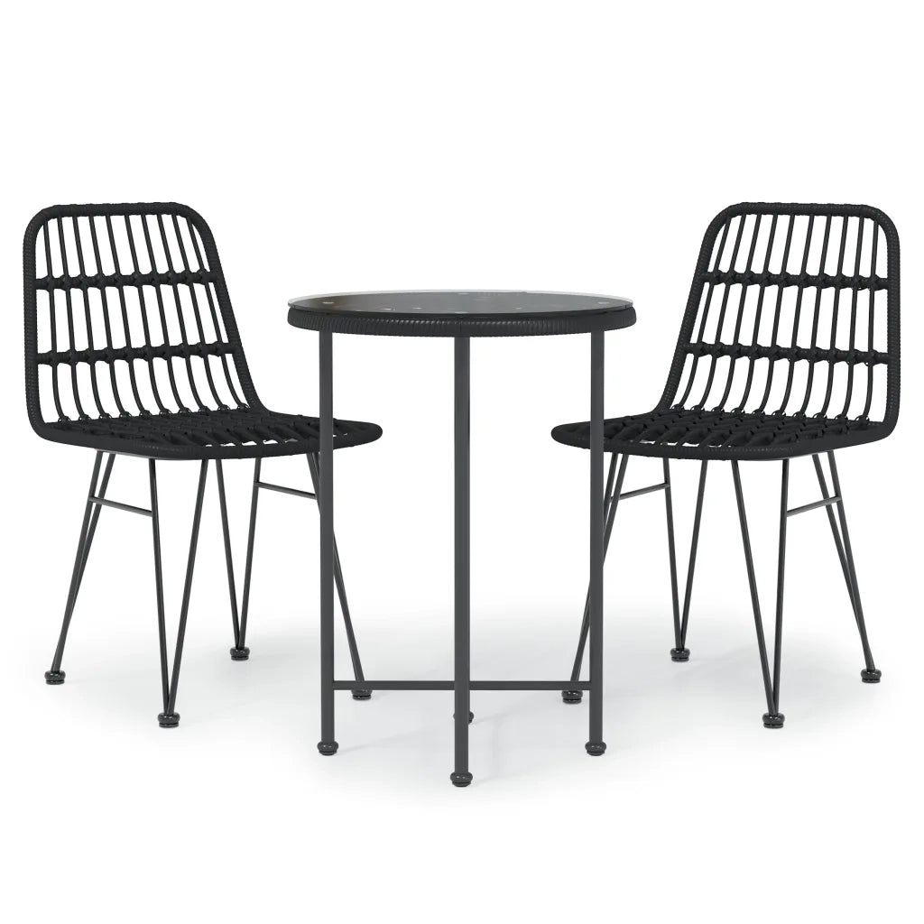 Set da Pranzo da Giardino 3 pz Nero in Polyrattan 3157836