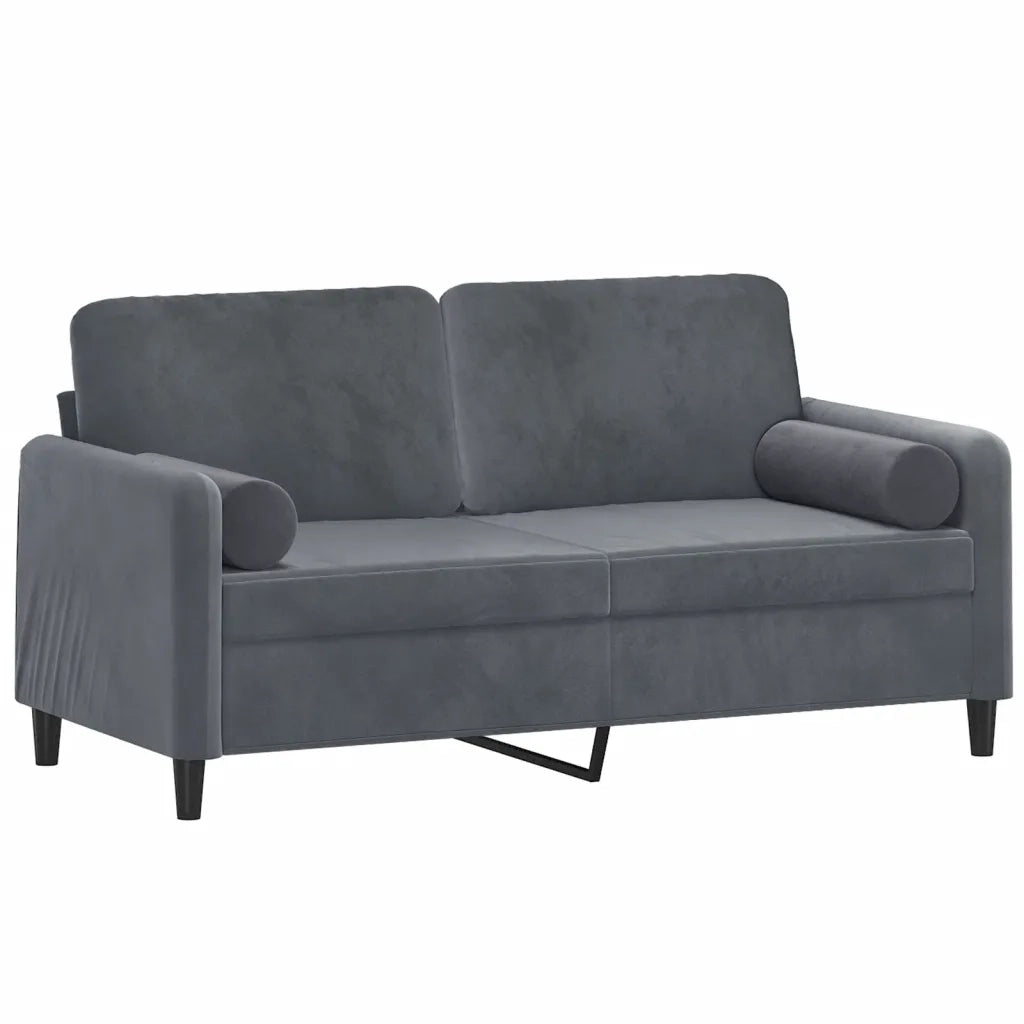 Divano a 2 Posti con Cuscini-Sofa 2 Posti con Cuscini Grigio Scuro 140 cm in Velluto 254882