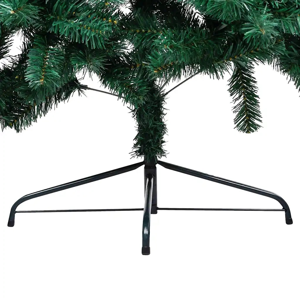 Albero di Natale a Metà Preilluminato con Palline Verde 210 cm 3077652