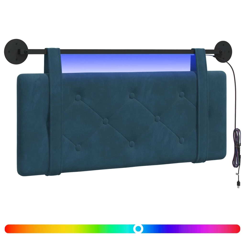 Testiera | Testata sospesa Con luce LED Blu Velluto