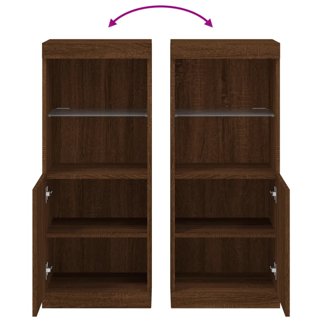 Credenza | Madia | Buffet da pranzo | Armadio da pranzo con Luci LED Rovere Marrone 41x37x100 cm