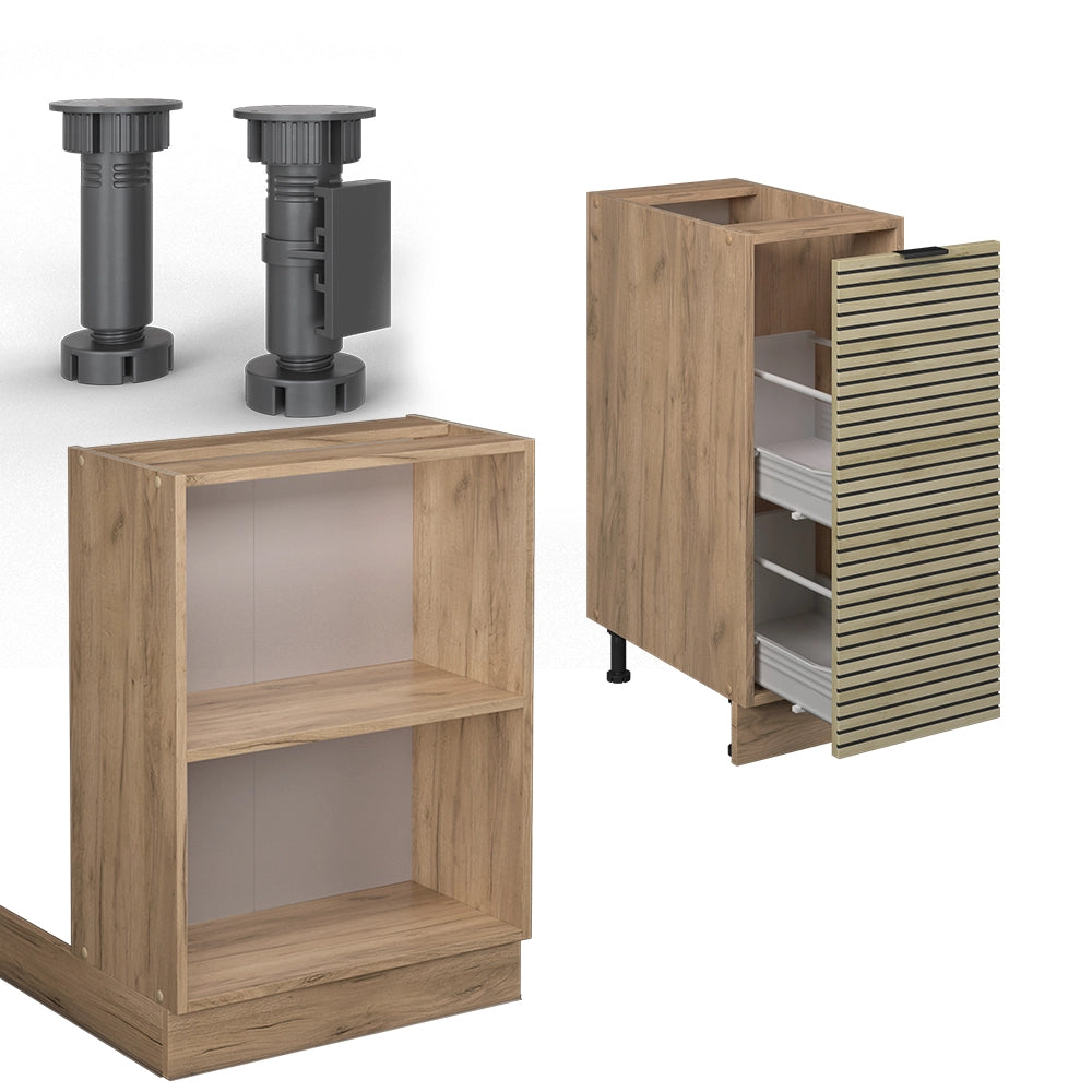 Isola cucina Fame-Line Pannello in quercia/Rovere dorato 90 cm con cassetto, senza piano di lavoro Vicco