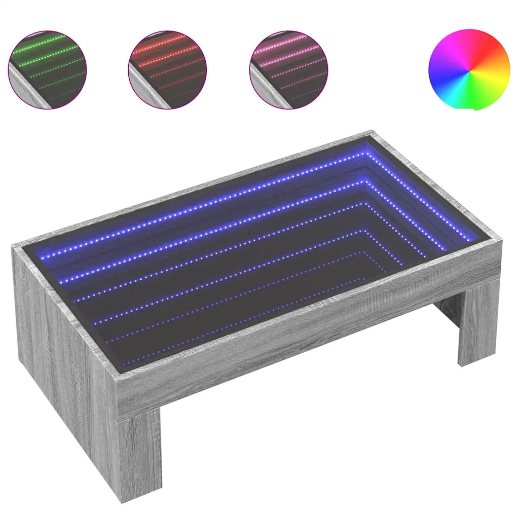 Tavolino da Salotto con LED Infinity Grigio Sonoma 90x50x30 cm 847621
