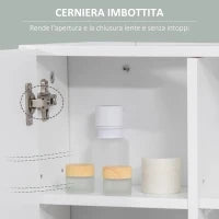 kleankin Armadietto Specchiera Pensile da Bagno in Legno con Mensole Regolabili, Mobile Bagno a 2 Ante e Ripiano Aperto, 54x15.2x55.3cm, Bianco