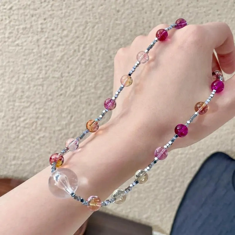 Collana fatta a mano con perline di cristallo viola, regalo di Natale o di compleanno.