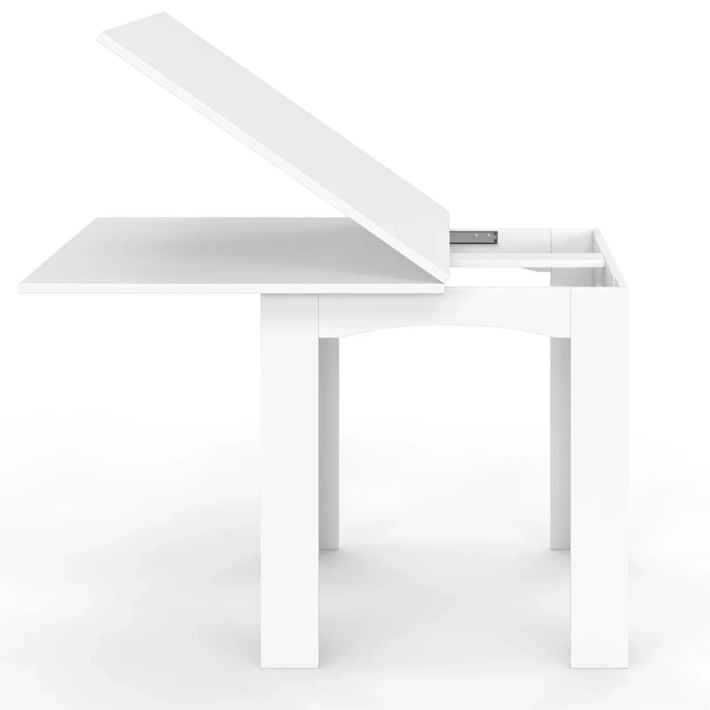 IDMarket - Tavolo da pranzo allungabile DONA 4-8 persone bianco 80-160 cm