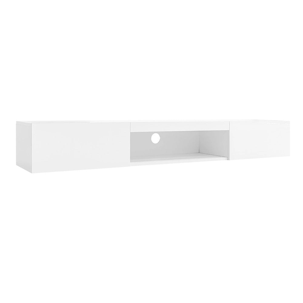 Mobile TV a Parete con LED e Bluetooth ¨C Xylo ¨C Bianco Lucido, 160x31x22 cm