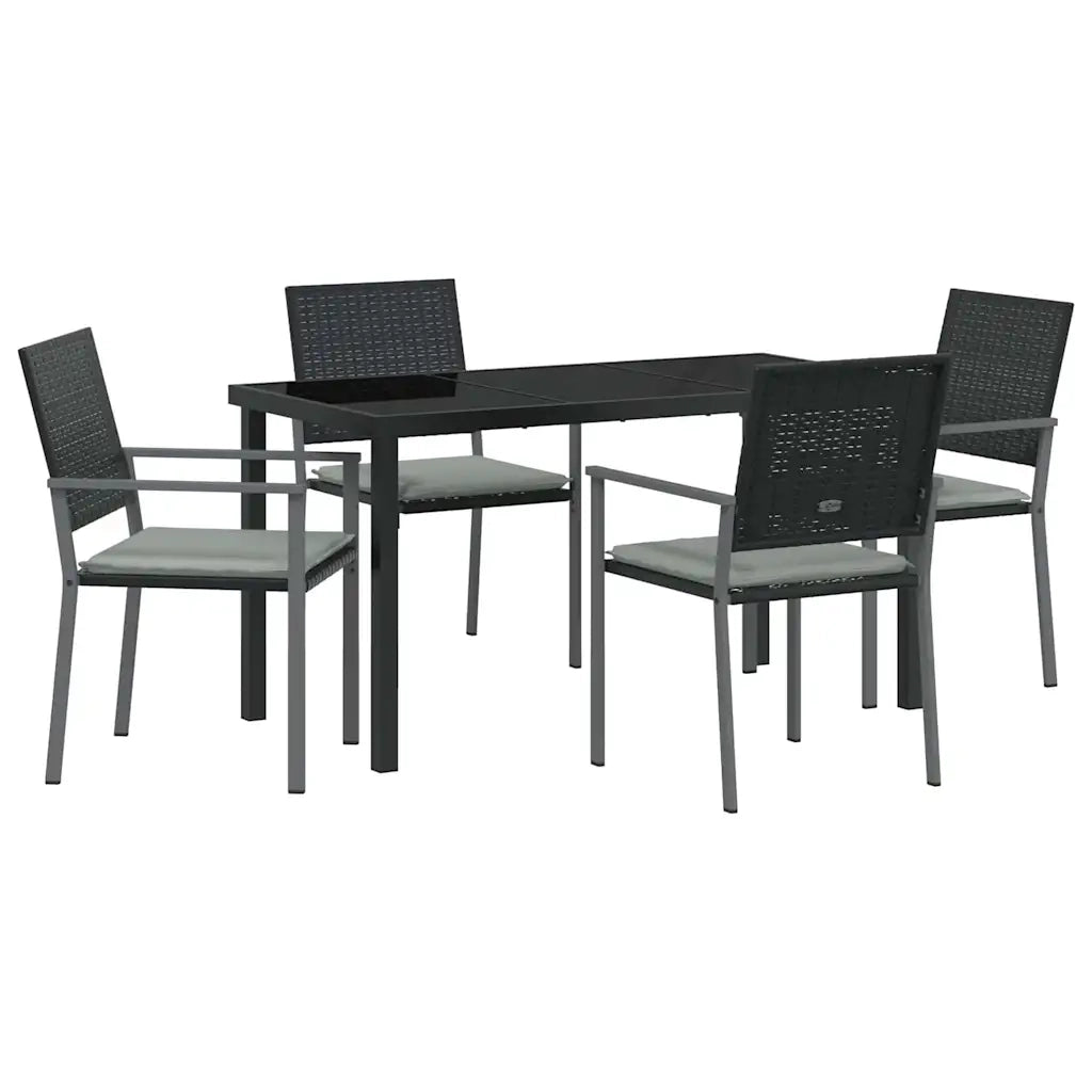 Set da Pranzo per Giardino 5 pcs Nero e Grigio Chiaro 3379074