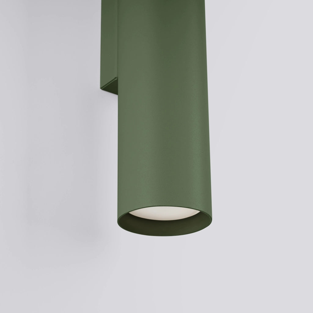 Applique moderna verde oliva tubo 30cm su/giù 2xGU10