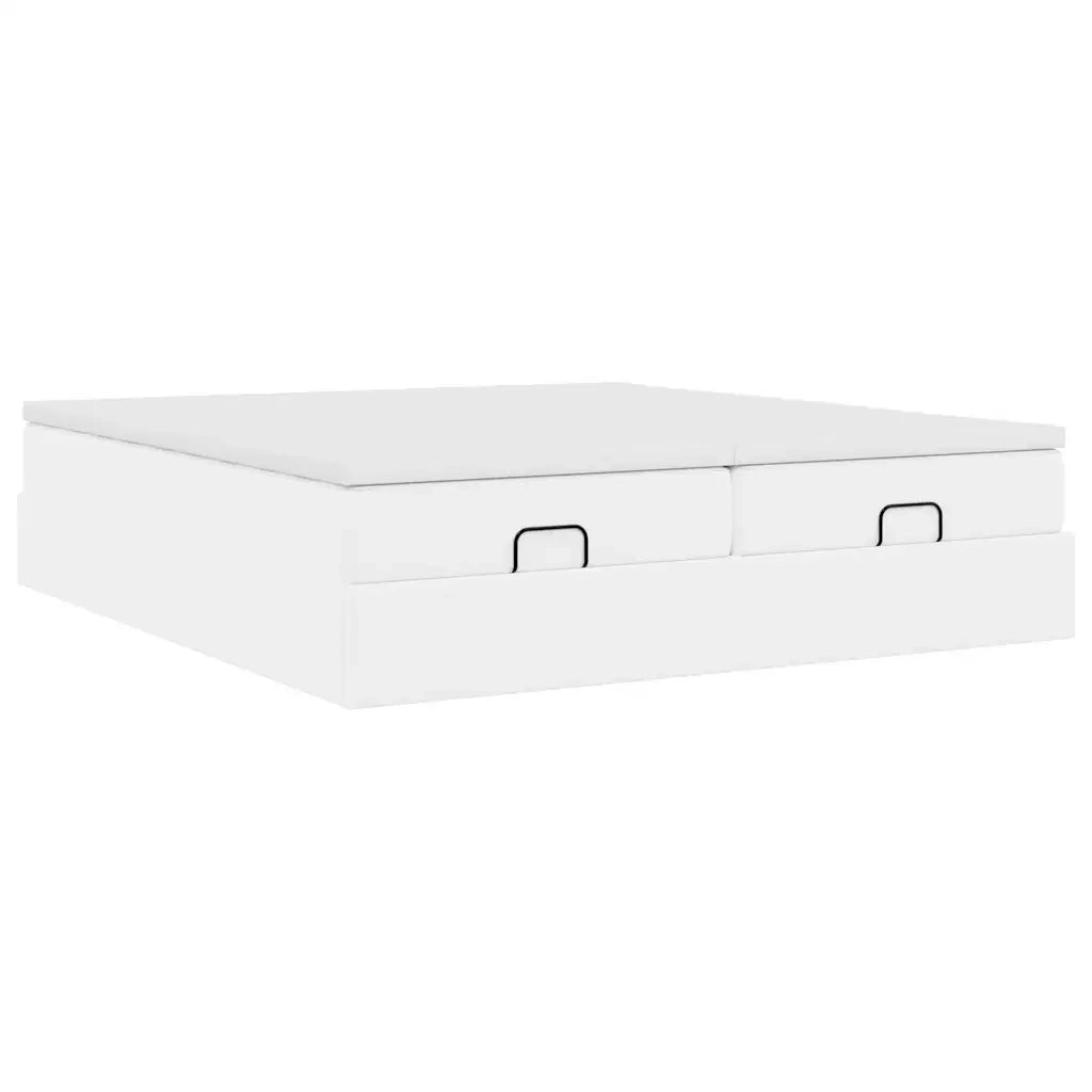 Struttura Letto Pouf con Materassi Bianco 200x200 cm Similpelle 3311230