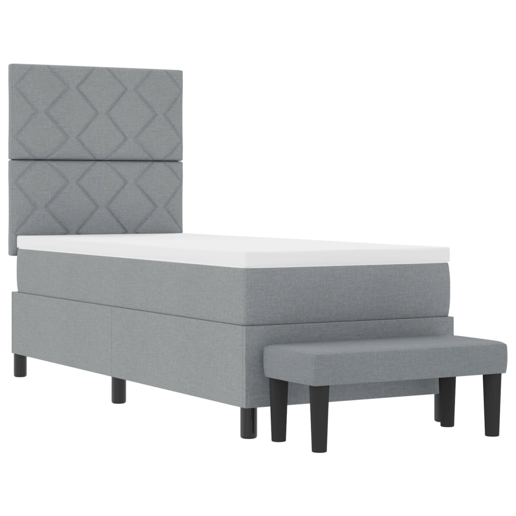 Letto a Molle con Materasso & Panchina Grigio Chiaro 80x200 cm Tessuto