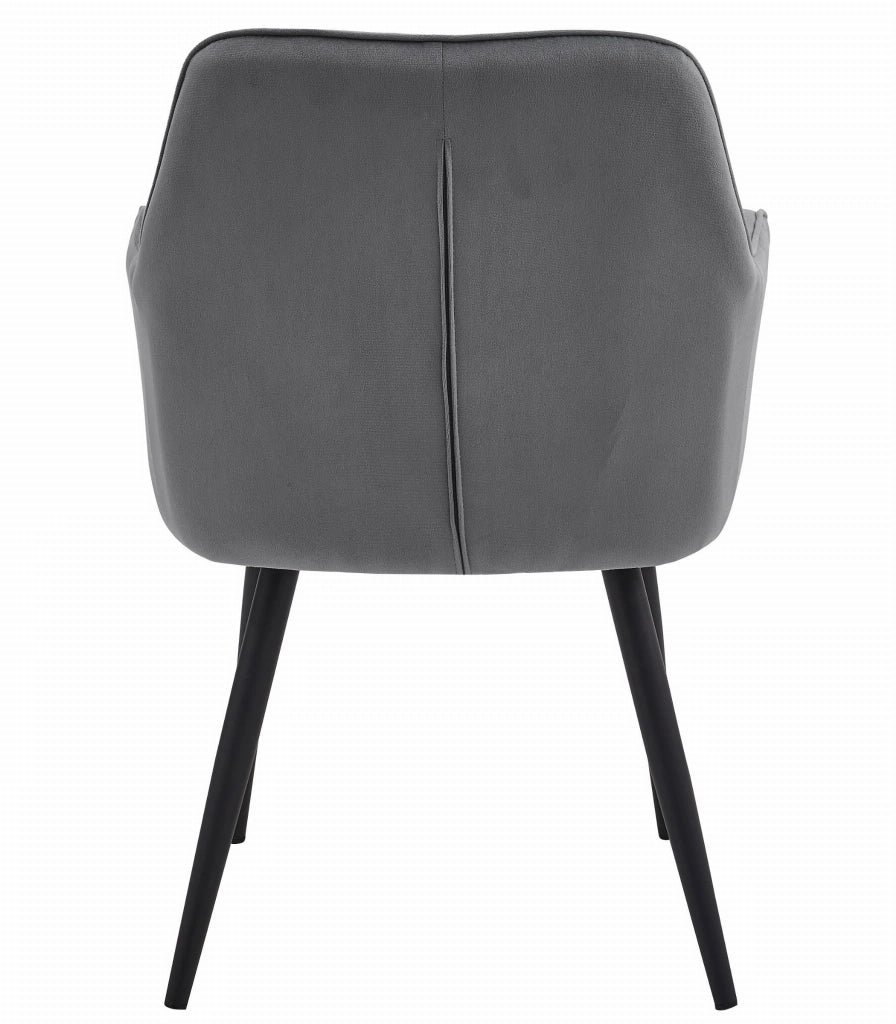 Sedie da pranzo Valora LUKK - Velluto grigio scuro con gambe nere x 2