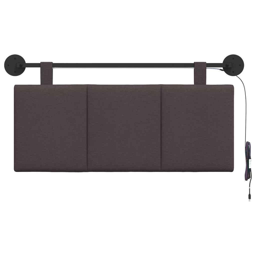 Testiera sospesa Con luce LED Marrone Scuro Tessuto