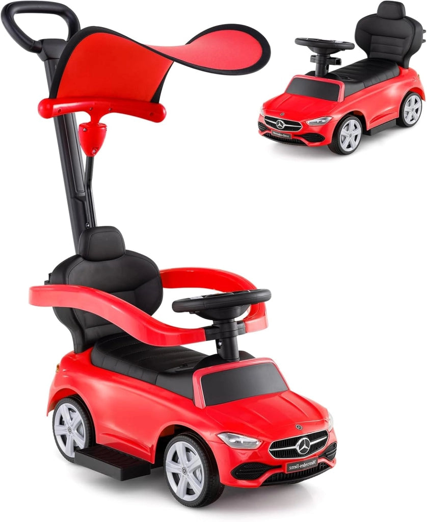 Macchina Cavalcabile per Bambini con Licenza Mercedes-Benz 3 in 1, Capote Regolabile, Guida Realistica con Volante e Clacson, Capacità di Carico 25 KG, per Bambine e Bambini 1-3 Anni (Bianco)
