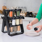 Trade Shop - Portaspezie Girevole A 360° Con 18 Barattoli Spezie Da Cucina Con Supporto Ruota -