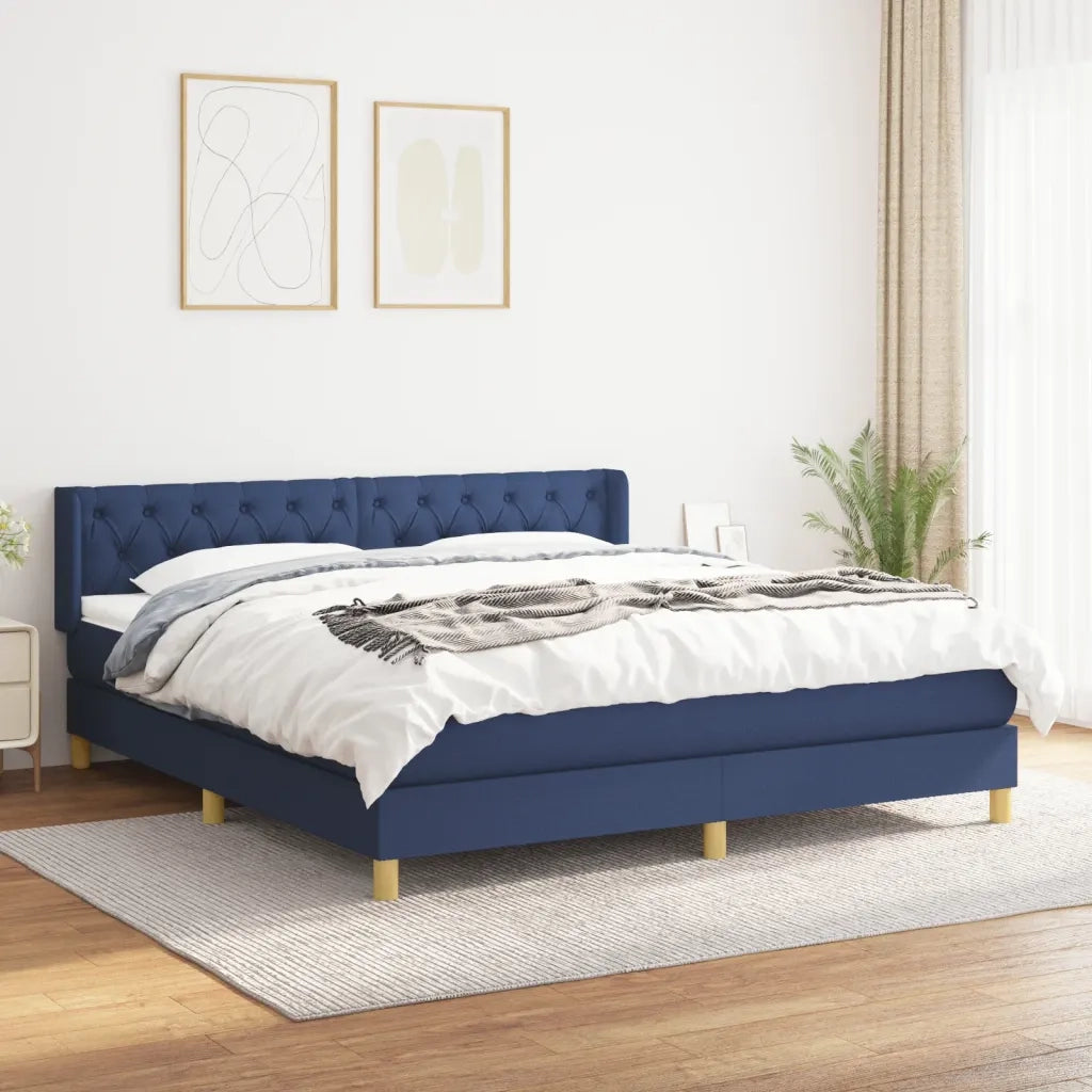 Giroletto a Molle con Materasso Blu 160x200 cm in Tessuto