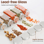 Set di contenitori per erbe quadrati da 25 x 120 ml - 246 etichette per erbe - struzzo per cospargere - secchiello - spazzola per pulizia - pennello - bianco.