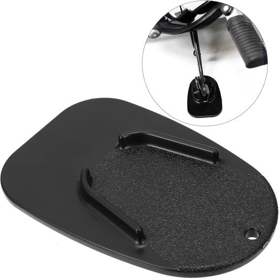 Set di sostegno per motocicletta 2 in 1 con base antislip per superfici irregolari, estensione e supporto per parcheggio compatibile con diverse modelli.
