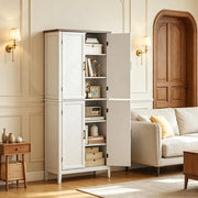 Credenza alta con 4 ante e 4 ripiani regolabili, per cucina e sala da pranzo, in MDF bianco, 76 × 40 × 178,5 cm