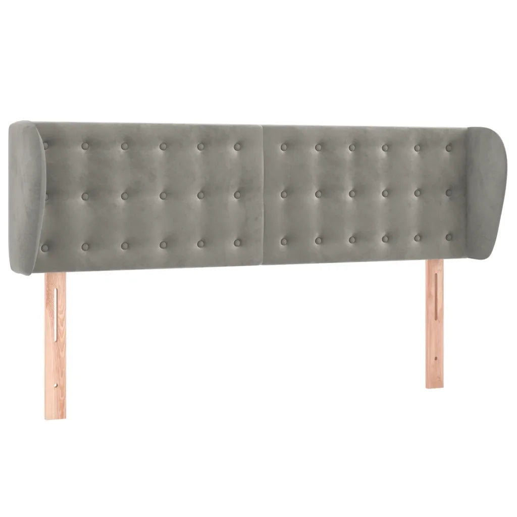 Testiera | Testata ad Orecchio Grigio Chiaro 147x23x78/88 cm in Velluto