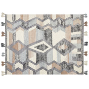 Tappeto Kilim multicolore in lana e cotone 160 x 230 cm Fatto a mano con motivo patchwork boho con frange