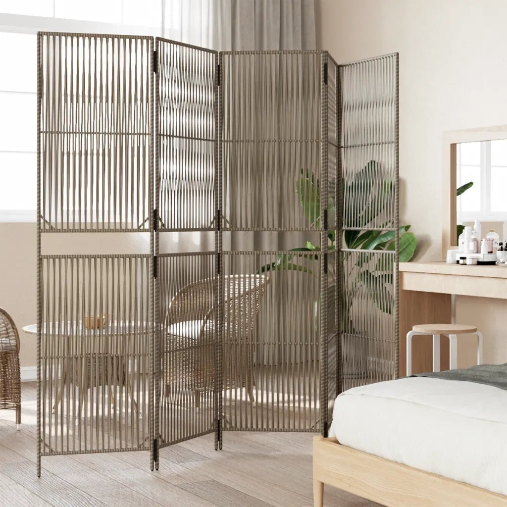 Divisorio per Ambienti a 5 Pannelli Grigio in Polyrattancod mxl 85931