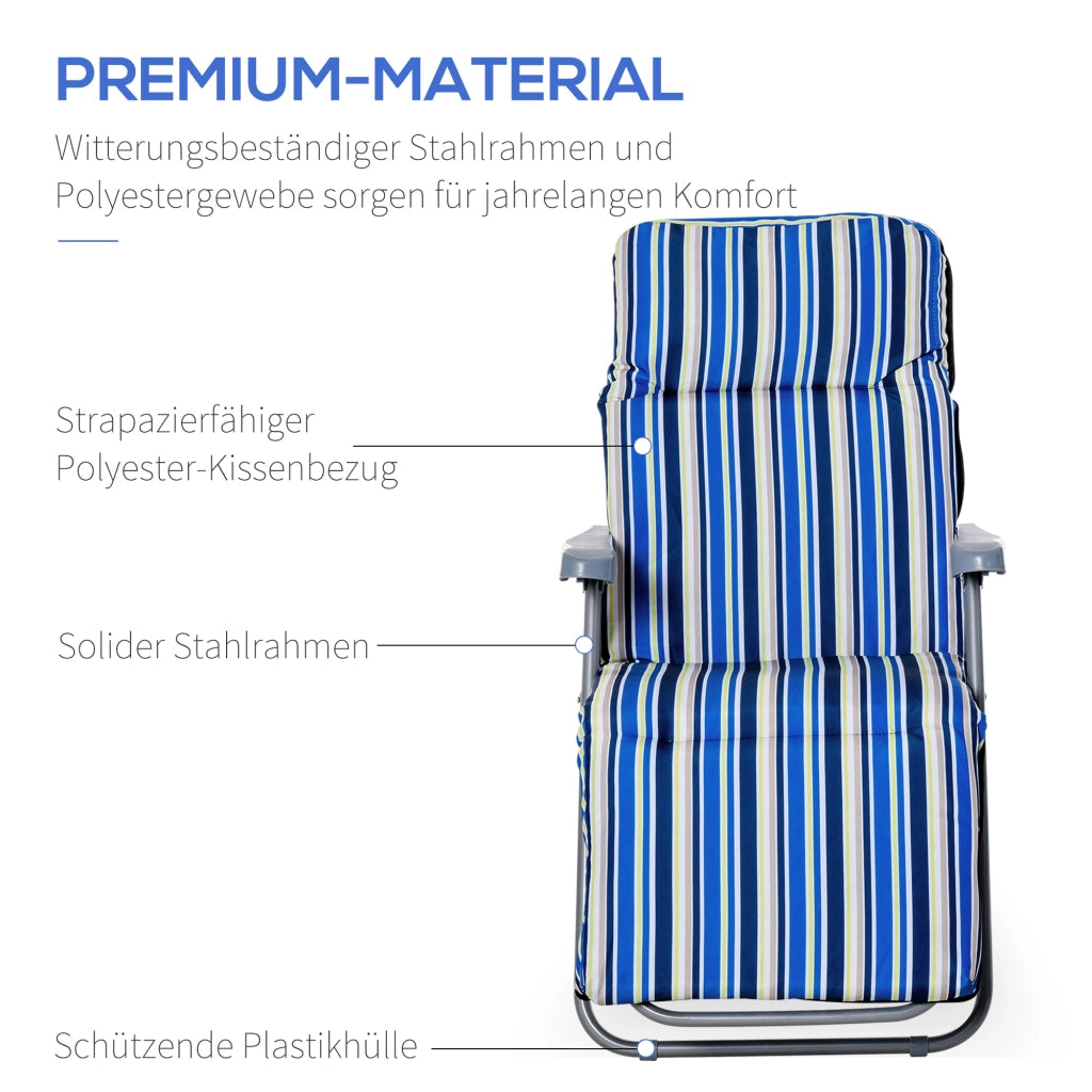 Set 2 Sedie a Sdraio con Cuscini Pieghevoli ¨C Zephmum ¨C Blu Poliestere Acciaio 60x75x65-102 cm
