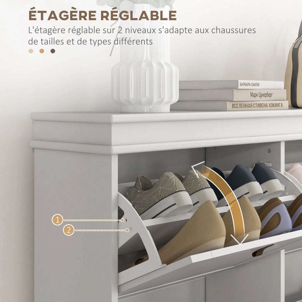 Armadio per scarpe con cassetti ¨C zephmum ¨C bianco 105x24x82,5cm