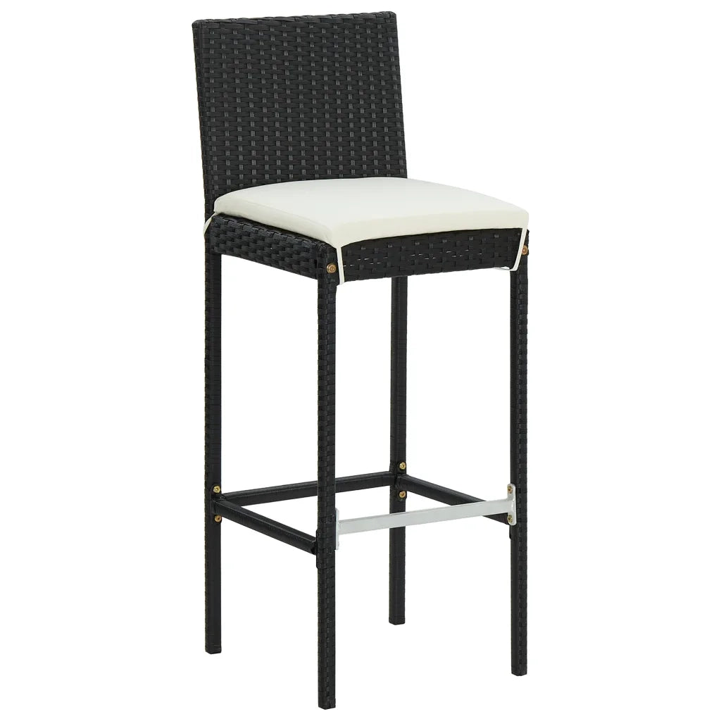 Set Bar da Giardino 5 pz con Cuscini Polyrattan Nero cod mxl 36176