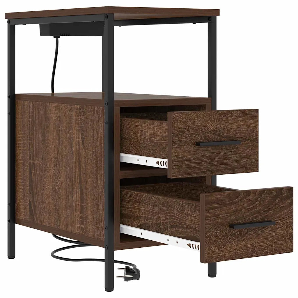 Set di 2 Comodini | Armadio da Notte | Mobiletto da notte Rovere Marrone 30 x 48 x 61 cm