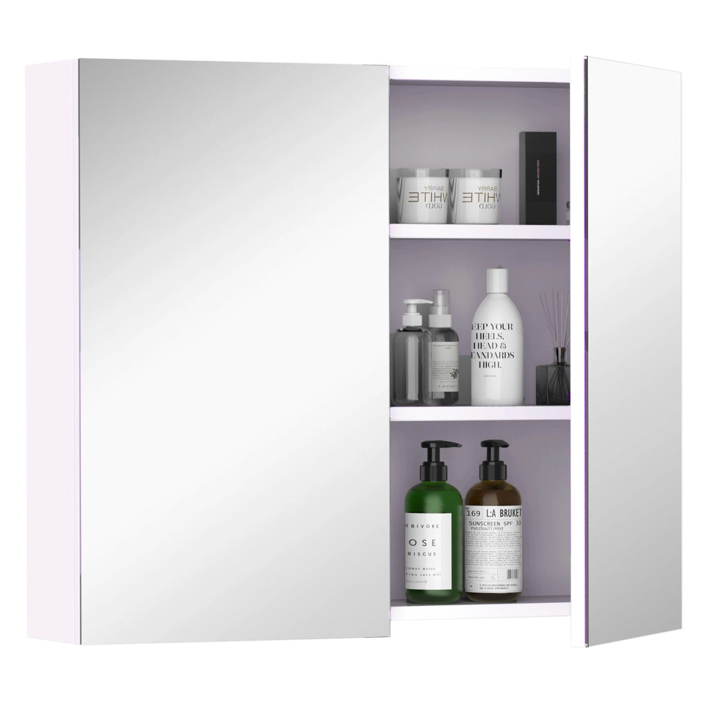 Armadietto da bagno con specchio e ripiano regolabile ¨C zephmum ¨C 70x60 cm bianco