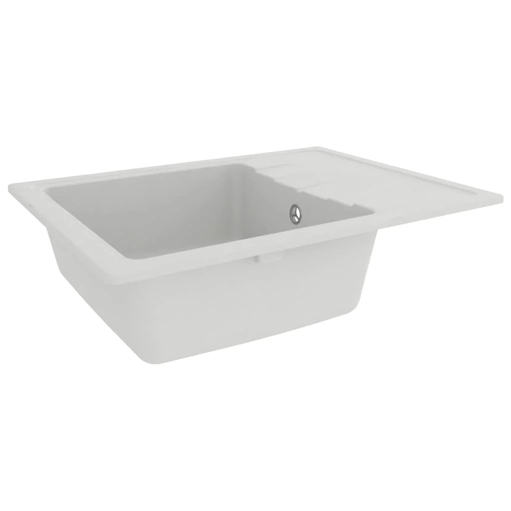 Lavello da cucina con foro troppopieno 58 x 44 cm granito bianco 02_0004359