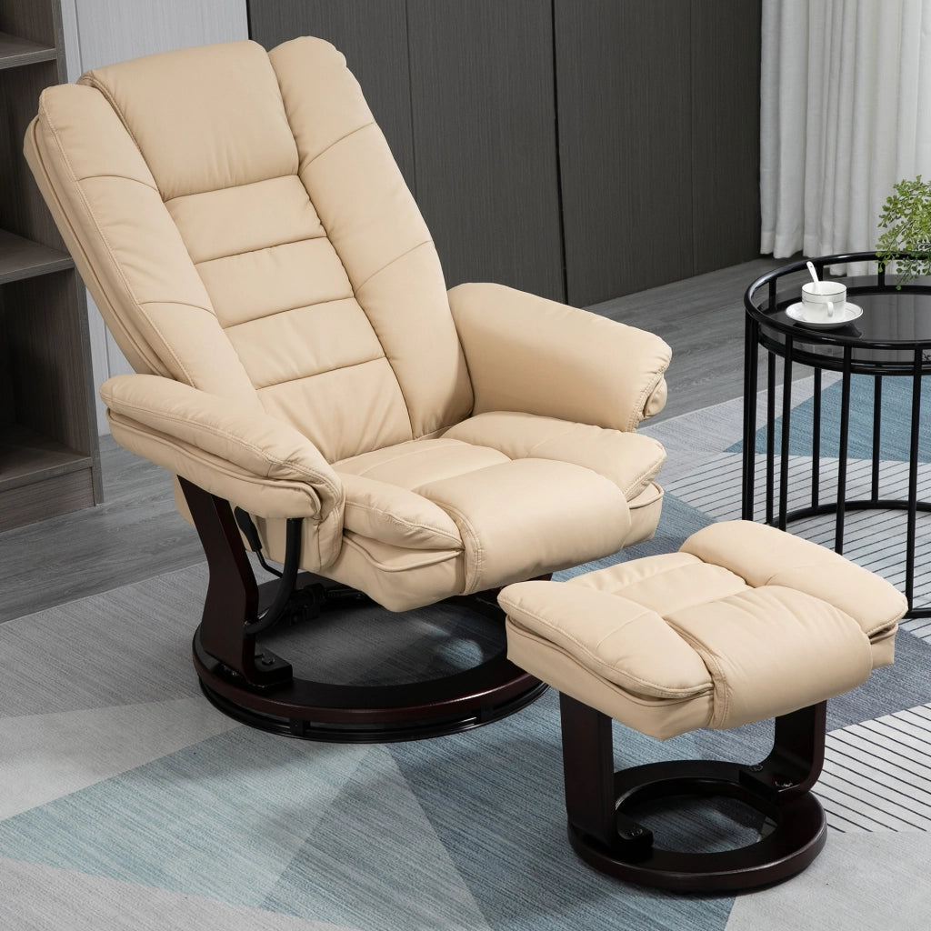Poltrona Relax Reclinabile Massaggiante con Poggiapiedi ¨C Zephmum ¨C Pelle Beige