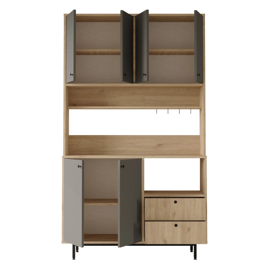 Madia Pianella, Credenza 4 Ripiani, 120x36x205h cm Nero Antracite