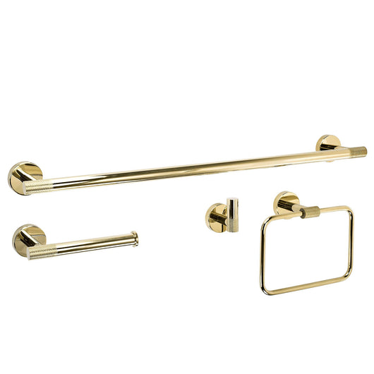 Set Accessori Da Bagno Grid Gold 4 Pezzi