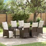 Set da Pranzo per Giardino con cuscino 7 pcs Marrone polyrattan 3379574
