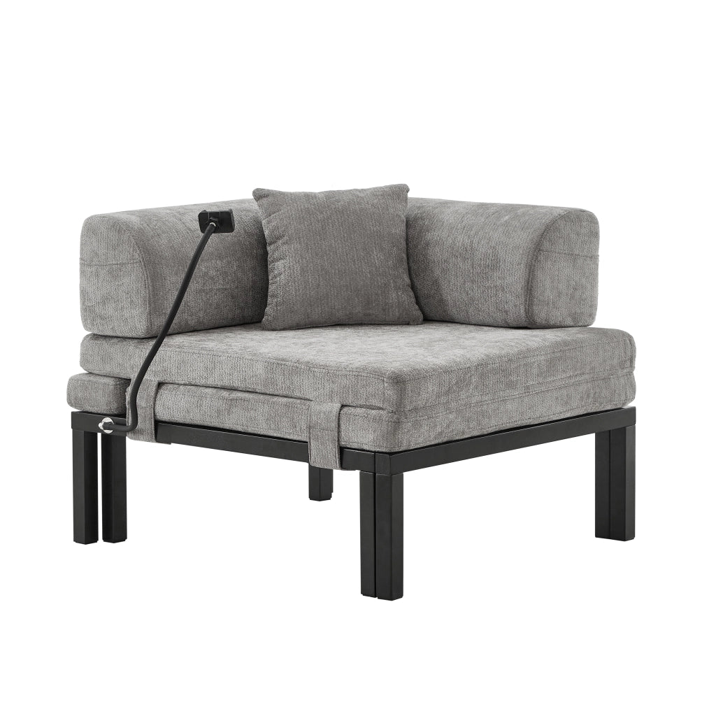 Divano Letto Singolo Pieghevole in Legno Massello ¨C MINIMAL ¨C Grigio Chiaro