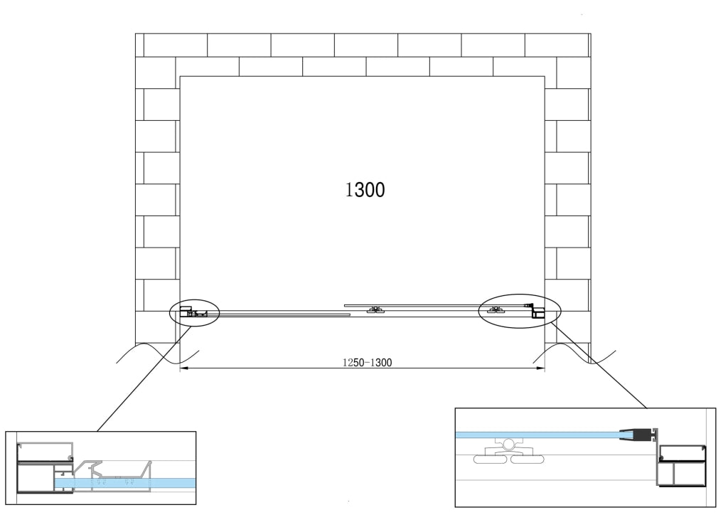 Porta doccia vetro 6 mm per installazione in nicchia Altezza 190 cm installazione reversibile cm 125-130