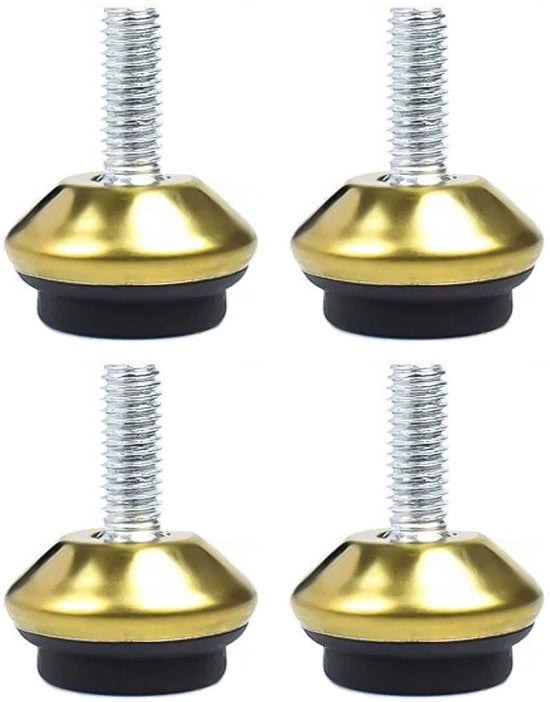 Set di 4 piedi di livellamento per mobili - Scharniere adattabili - Livellamento automatico - Piedi per mobili con protezione contro graffi - Struttura in acciaio - Carico massimo 100 kg - Dimensioni: 23x23x5 cm